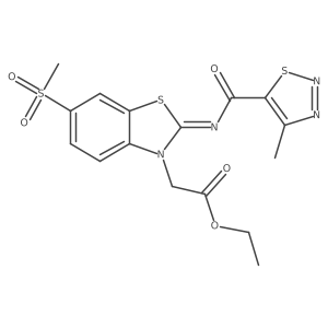 (Z)-ethyl 2-(2-((4-methyl-1,2,3-thiadiazole-5-carbonyl)imino)-6-(methylsulfonyl)benzo[d]thiazol-3(2H)-yl)acetate Structure