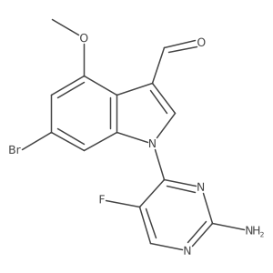 1-(2-amino-5-fluoropyrimidin-4-yl)-6-bromo-4-methoxy-1H-indole-3-carbaldehyde结构式