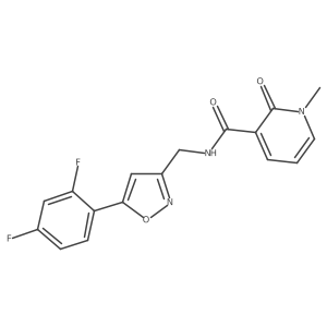 N-((5-(2,4-difluorophenyl)isoxazol-3-yl)methyl)-1-methyl-2-oxo-1,2-dihydropyridine-3-carboxamide结构式