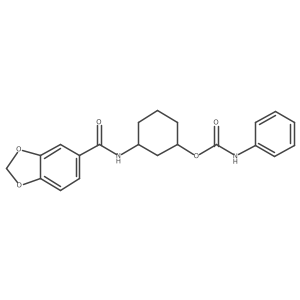 3-(Benzo[d][1,3]dioxole-5-carboxamido)cyclohexyl phenylcarbamate Structure