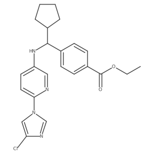 Ethyl 4-(((6-(4-chloro-1H-imidazol-1-yl)pyridin-3-yl)amino)(cyclopentyl)methyl)benzoate结构式