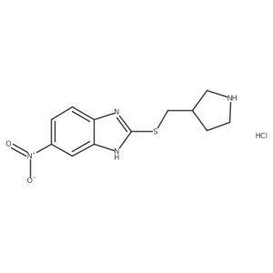 5-nitro-2-((pyrrolidin-3-ylmethyl)thio)-1H-benzo[d]imidazole hydrochloride Structure