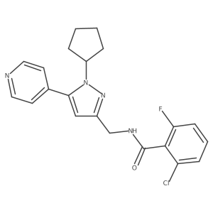 2-chloro-N-((1-cyclopentyl-5-(pyridin-4-yl)-1H-pyrazol-3-yl)methyl)-6-fluorobenzamide结构式