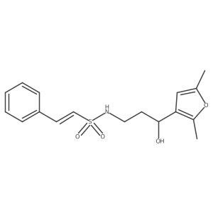 (E)-N-(3-(2,5-dimethylfuran-3-yl)-3-hydroxypropyl)-2-phenylethenesulfonamide结构式