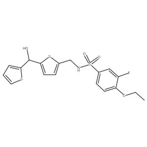 4-ethoxy-3-fluoro-N-((5-(hydroxy(thiophen-2-yl)methyl)thiophen-2-yl)methyl)benzenesulfonamide结构式