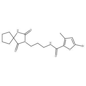 5-bromo-N-(3-{2,4-dioxo-1,3-diazaspiro[4.4]nonan-3-yl}propyl)-3-methylfuran-2-carboxamide Structure