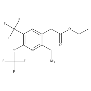 Ethyl 2-[2-(aminomethyl)-6-(trifluoromethoxy)-5-(trifluoromethyl)pyridin-3-yl]acetate结构式
