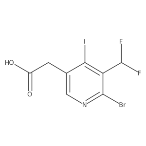 2-(6-Bromo-5-(difluoromethyl)-4-iodopyridin-3-yl)acetic acid Structure