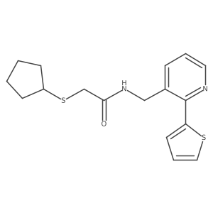 2-(cyclopentylthio)-N-((2-(thiophen-2-yl)pyridin-3-yl)methyl)acetamide结构式