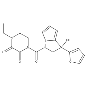 4-ethyl-N-(2-(furan-2-yl)-2-hydroxy-2-(thiophen-2-yl)ethyl)-2,3-dioxopiperazine-1-carboxamide Structure