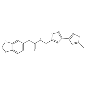 2-(benzo[d][1,3]dioxol-5-yl)-N-((3-(5-methylisoxazol-3-yl)-1,2,4-oxadiazol-5-yl)methyl)acetamide Structure