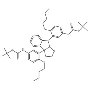 tert-Butyl N-{3-[(3aR,8aR)-8-(2-butoxy-5-{[(tert-butoxy)carbonyl]amino}phenyl)-2H,3H,3aH,8H,8aH-furo[2,3-b]indol-3a-yl]-4-butoxyphenyl}carbamate Structure