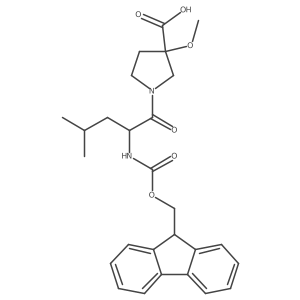1-[2-({[(9H-fluoren-9-yl)methoxy]carbonyl}amino)-4-methylpentanoyl]-3-methoxypyrrolidine-3-carboxylic acid结构式