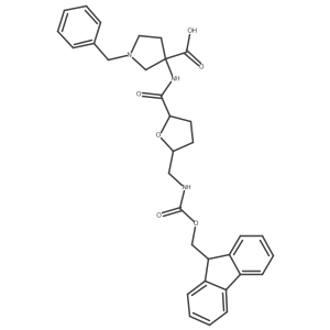 1-benzyl-3-{5-[({[(9H-fluoren-9-yl)methoxy]carbonyl}amino)methyl]oxolane-2-amido}pyrrolidine-3-carboxylic acid结构式