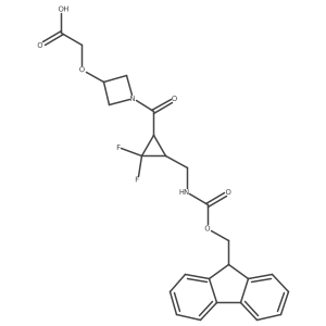 2-[(1-{3-[({[(9H-fluoren-9-yl)methoxy]carbonyl}amino)methyl]-2,2-difluorocyclopropanecarbonyl}azetidin-3-yl)oxy]acetic acid结构式