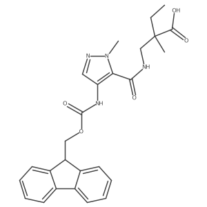 2-({[4-({[(9H-fluoren-9-yl)methoxy]carbonyl}amino)-1-methyl-1H-pyrazol-5-yl]formamido}methyl)-2-methylbutanoic acid Structure