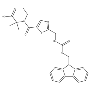 2-(N-ethyl-1-{2-[({[(9H-fluoren-9-yl)methoxy]carbonyl}amino)methyl]-1,3-thiazol-5-yl}formamido)-2-methylpropanoic acid Structure