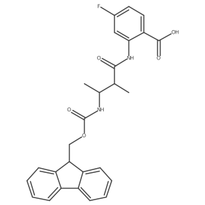 2-[3-({[(9H-fluoren-9-yl)methoxy]carbonyl}amino)-2-methylbutanamido]-4-fluorobenzoic acid结构式
