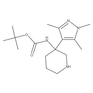 tert-butyl N-[3-(trimethyl-1H-pyrazol-4-yl)piperidin-3-yl]carbamate结构式