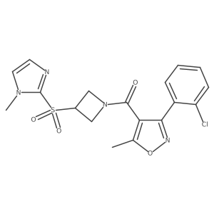 (3-(2-chlorophenyl)-5-methylisoxazol-4-yl)(3-((1-methyl-1H-imidazol-2-yl)sulfonyl)azetidin-1-yl)methanone结构式