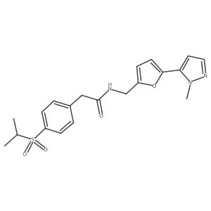 N-{[5-(1-methyl-1H-pyrazol-5-yl)furan-2-yl]methyl}-2-[4-(propane-2-sulfonyl)phenyl]acetamide结构式