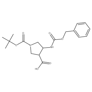 (3R,4R)-4-(((Benzyloxy)carbonyl)amino)-1-(tert-butoxycarbonyl)pyrrolidine-3-carboxylic acid结构式