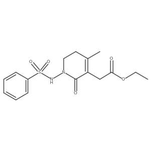 (1-Benzenesulfonylamino-4-methyl-2-oxo-1,2,5,6-tetrahydro-pyridin-3-yl)acetic acid ethyl ester结构式