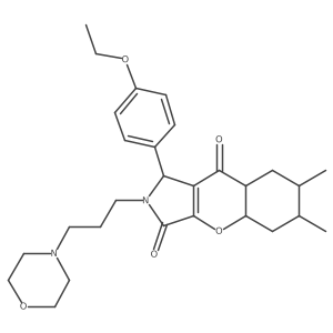 1-(4-ethoxyphenyl)-6,7-dimethyl-2-(3-morpholin-4-ylpropyl)-4a,5,6,7,8,8a-hexahydro-1H-chromeno[2,3-c]pyrrole-3,9-dione结构式