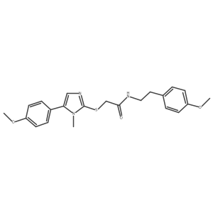 N-(4-methoxyphenethyl)-2-((5-(4-methoxyphenyl)-1-methyl-1H-imidazol-2-yl)thio)acetamide结构式