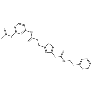 N-(3-acetamidophenyl)-2-((4-(2-oxo-2-(phenethylamino)ethyl)thiazol-2-yl)thio)acetamide Structure
