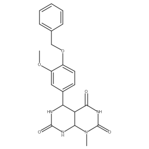 5-(3-methoxy-4-phenylmethoxyphenyl)-1-methyl-5,6,8,8a-tetrahydro-4aH-pyrimido[4,5-d]pyrimidine-2,4,7-trione结构式