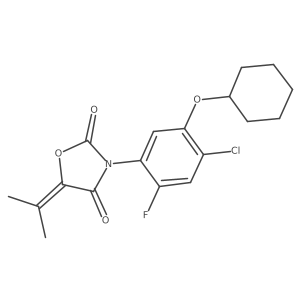 3-[4-Chloro-5-(cyclohexyloxy)-2-fluorophenyl]-5-(1-methylethylidene)-2,4-oxazolidinedione结构式
