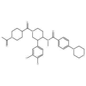 N-[(3R,4R)-1-[(1-Acetyl-4-piperidinyl)carbonyl]-3-(3,4-dichlorophenyl)-4-piperidinyl]-N-methyl-4-(4-morpholinyl)benzamide结构式
