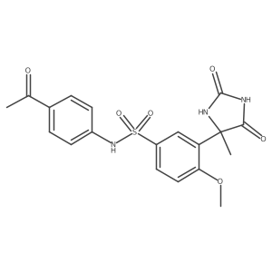 N-(4-acetylphenyl)-4-methoxy-3-(4-methyl-2,5-dioxoimidazolidin-4-yl)benzene-1-sulfonamide结构式