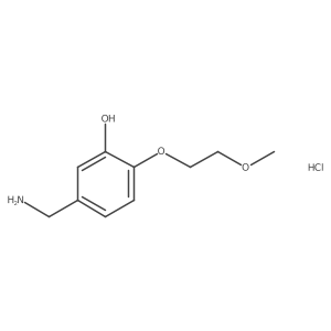 5-(Aminomethyl)-2-(2-methoxyethoxy)phenol hydrochloride结构式