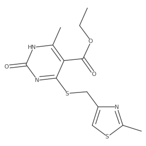 Ethyl 6-methyl-4-(((2-methylthiazol-4-yl)methyl)thio)-2-oxo-1,2-dihydropyrimidine-5-carboxylate结构式