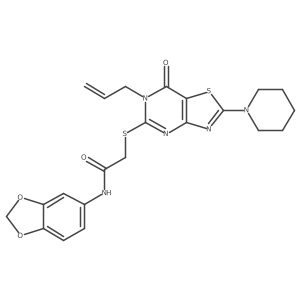 2-[(6-allyl-7-oxo-2-piperidino-6,7-dihydro[1,3]thiazolo[4,5-d]pyrimidin-5-yl)sulfanyl]-N~1~-(1,3-benzodioxol-5-yl)acetamide Structure