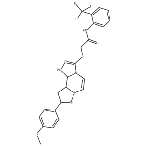 2-[[11-(4-methoxyphenyl)-3,4,6,9,10-pentazatricyclo[7.3.0.02,6]dodeca-4,7-dien-5-yl]sulfanyl]-N-[2-(trifluoromethyl)phenyl]acetamide Structure
