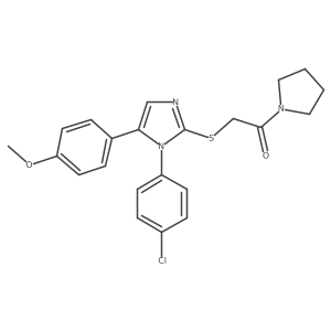 2-((1-(4-chlorophenyl)-5-(4-methoxyphenyl)-1H-imidazol-2-yl)thio)-1-(pyrrolidin-1-yl)ethanone结构式