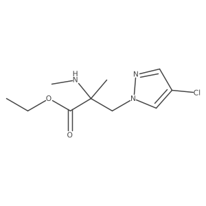 ethyl 3-(4-chloro-1H-pyrazol-1-yl)-2-methyl-2-(methylamino)propanoate结构式