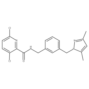 3,6-dichloro-N-({3-[(3,5-dimethyl-1H-pyrazol-1-yl)methyl]phenyl}methyl)pyridine-2-carboxamide结构式