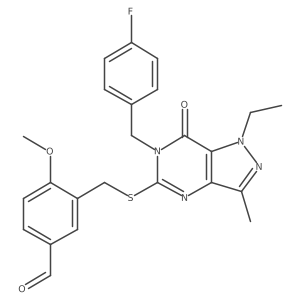 3-({[1-ethyl-6-(4-fluorobenzyl)-3-methyl-7-oxo-6,7-dihydro-1H-pyrazolo[4,3-d]pyrimidin-5-yl]sulfanyl}methyl)-4-methoxybenzaldehyde Structure