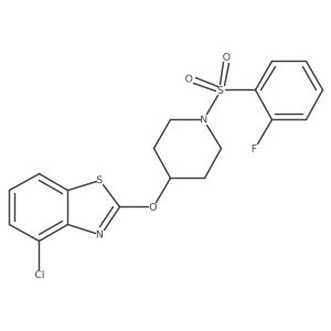 4-Chloro-2-((1-((2-fluorophenyl)sulfonyl)piperidin-4-yl)oxy)benzo[d]thiazole结构式