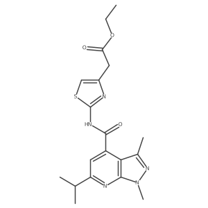 ethyl [2-({[1,3-dimethyl-6-(propan-2-yl)-1H-pyrazolo[3,4-b]pyridin-4-yl]carbonyl}amino)-1,3-thiazol-4-yl]acetate结构式