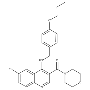 {6-Chloro-4-[(4-propoxybenzyl)amino]quinolin-3-yl}(morpholin-4-yl)methanone结构式