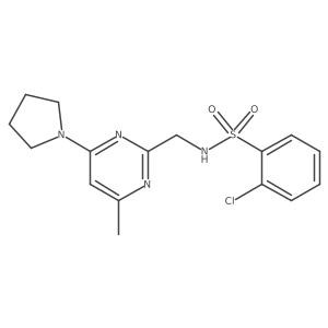 2-chloro-N-((4-methyl-6-(pyrrolidin-1-yl)pyrimidin-2-yl)methyl)benzenesulfonamide Structure