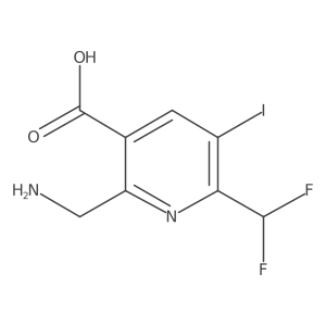 2-(Aminomethyl)-6-(difluoromethyl)-5-iodopyridine-3-carboxylic acid结构式