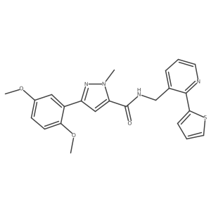 3-(2,5-dimethoxyphenyl)-1-methyl-N-((2-(thiophen-2-yl)pyridin-3-yl)methyl)-1H-pyrazole-5-carboxamide Structure