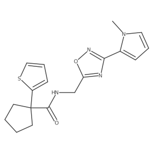 N-((3-(1-methyl-1H-pyrrol-2-yl)-1,2,4-oxadiazol-5-yl)methyl)-1-(thiophen-2-yl)cyclopentanecarboxamide结构式