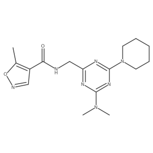 N-((4-(dimethylamino)-6-(piperidin-1-yl)-1,3,5-triazin-2-yl)methyl)-5-methylisoxazole-4-carboxamide结构式